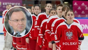 Andrzej Duda i polskie hokeistki