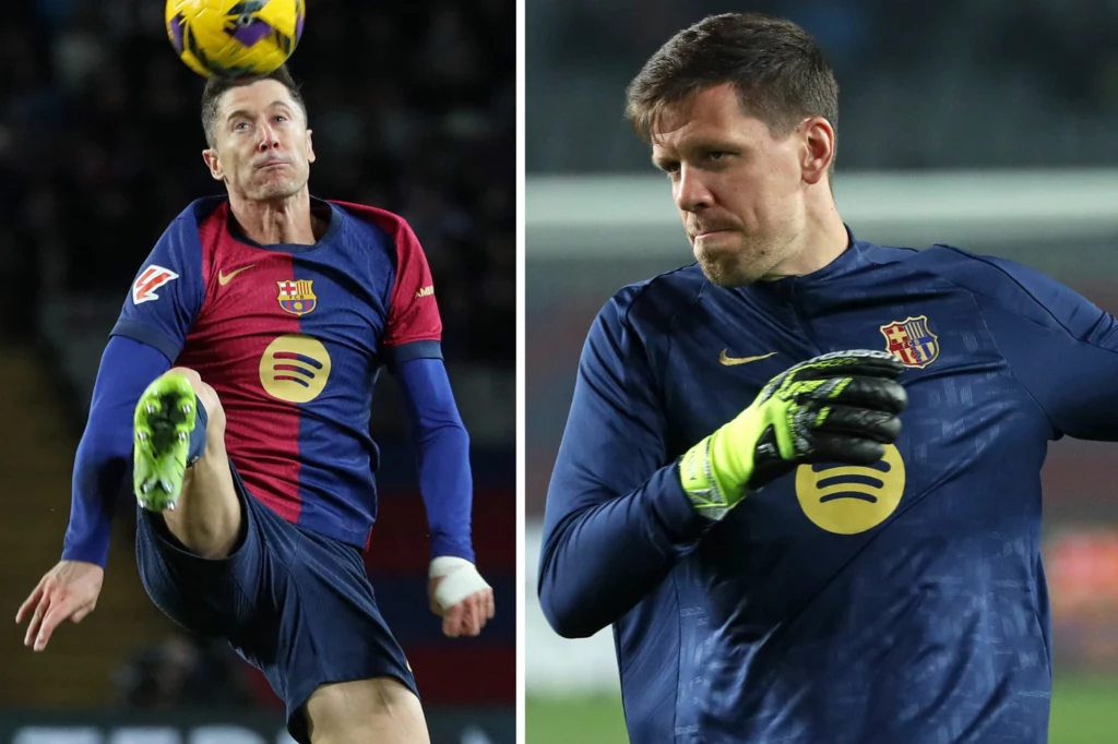 FC Barcelona. Na zdjęciu Robert Lewandowski i Wojciech Szczęsny FC Barcelona. Na zdjęciu Robert Lewandowski i Wojciech Szczęsny