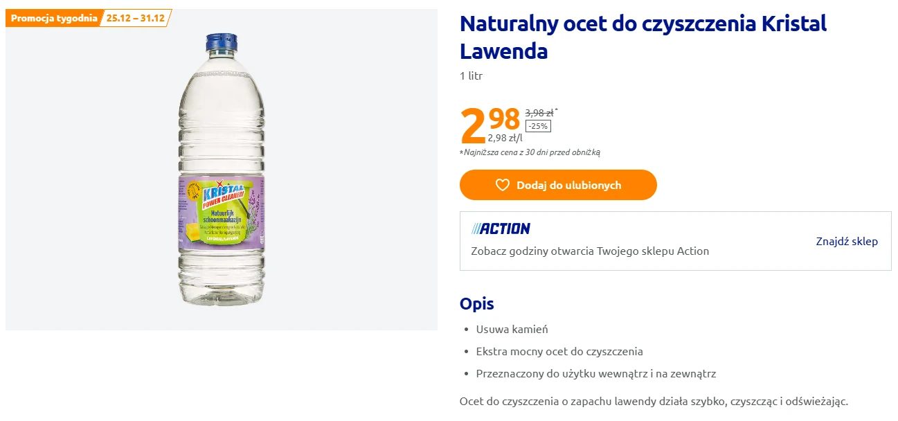 Naturalny ocet do czyszczenia Kristal Lawenda Naturalny ocet do czyszczenia Kristal Lawenda