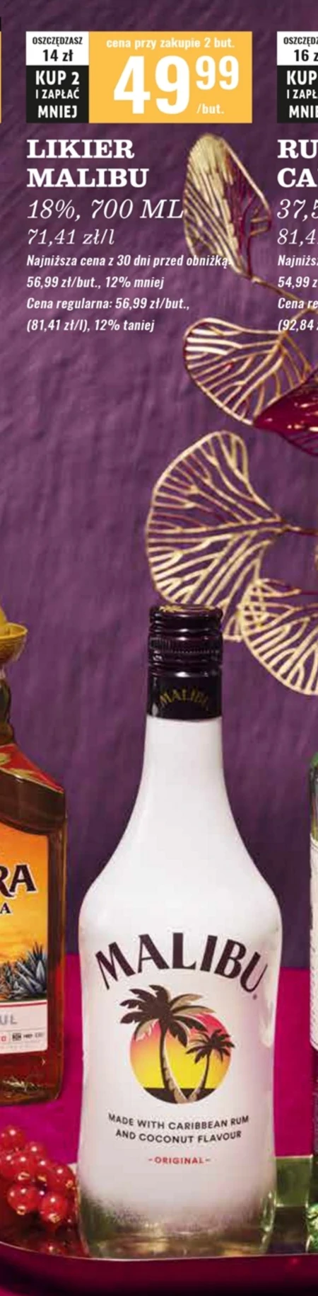 Malibu Original Likier z dodatkiem białego rumu i aromatu kokosowego 700 ml