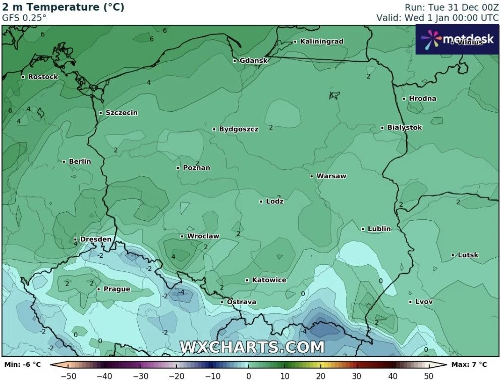 Noc sylwestrowa najchłodniejsza będzie na południu: do -5 st. C. Najcieplej będzie nad morzem: do 4 stopni na plusie Noc sylwestrowa najchłodniejsza będzie na południu: do -5 st. C. Najcieplej będzie nad morzem: do 4 stopni na plusie