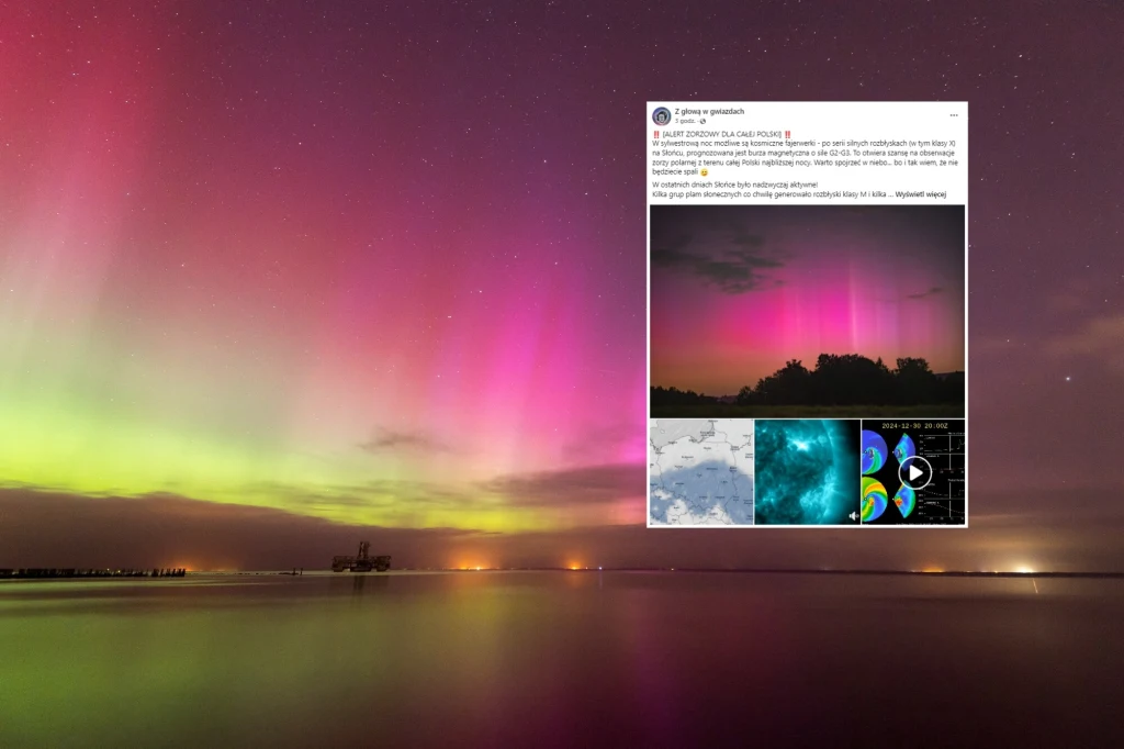 W noc sylwestrową dzięki burzy słonecznej może się pojawić zorza polarna. Według ekspertów może ona być widoczna w całym kraju, a zwłaszcza w centrum i na południu W noc sylwestrową dzięki burzy słonecznej może się pojawić zorza polarna. Według ekspertów może ona być widoczna w całym kraju, a zwłaszcza w centrum i na południu