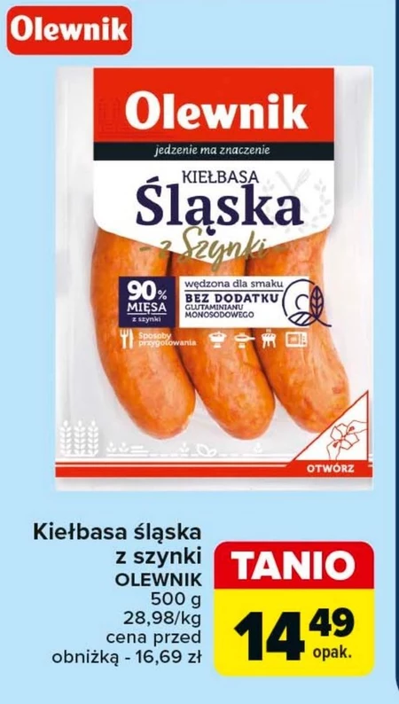 Olewnik Kiełbasa śląska z szynki 500 g