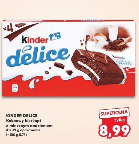 Kinder Délice Kakaowy biszkopt z mlecznym nadzieniem 156 g (4 x 39 g)