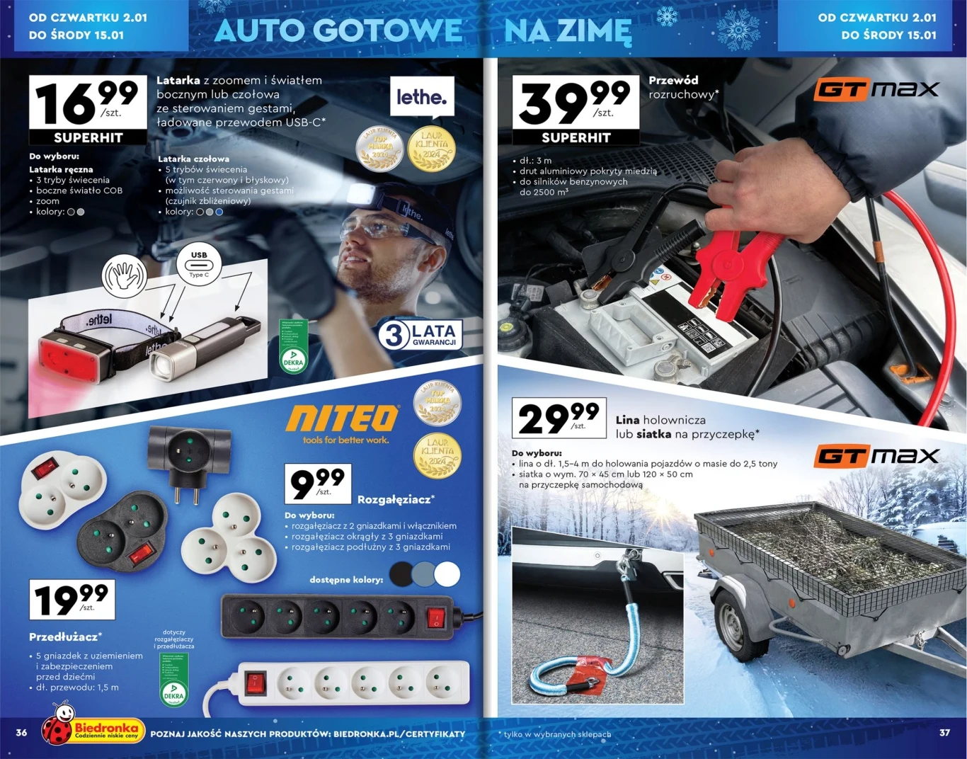 W ofercie Biedronki można znaleźć m.in. kable rozruchowe.