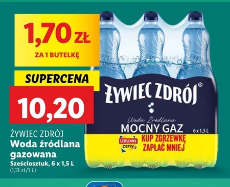 Żywiec Zdrój Mocny Gaz Woda źródlana 6 x 1,5 l