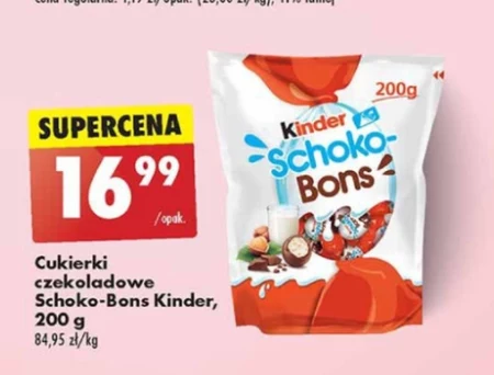 Kinder Schoko-Bons Czekoladki z mlecznej czekolady z nadzieniem mlecznym i orzechami 200 g