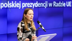 Minister funduszy i polityki regionalnej Katarzyna Pełczyńska-Nałęcz podczas konferencji prasowej w siedzibie ministerstwa w Warszawie