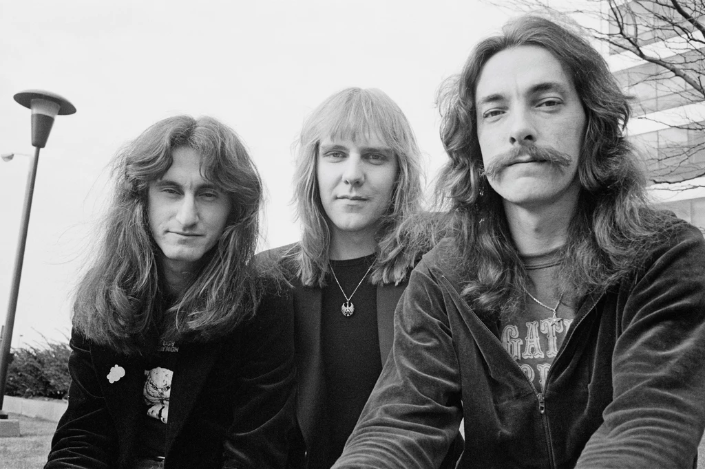 Rush w 1977 r. - od lewej: Geddy Lee, Alex Lifeson i Neil Peart 