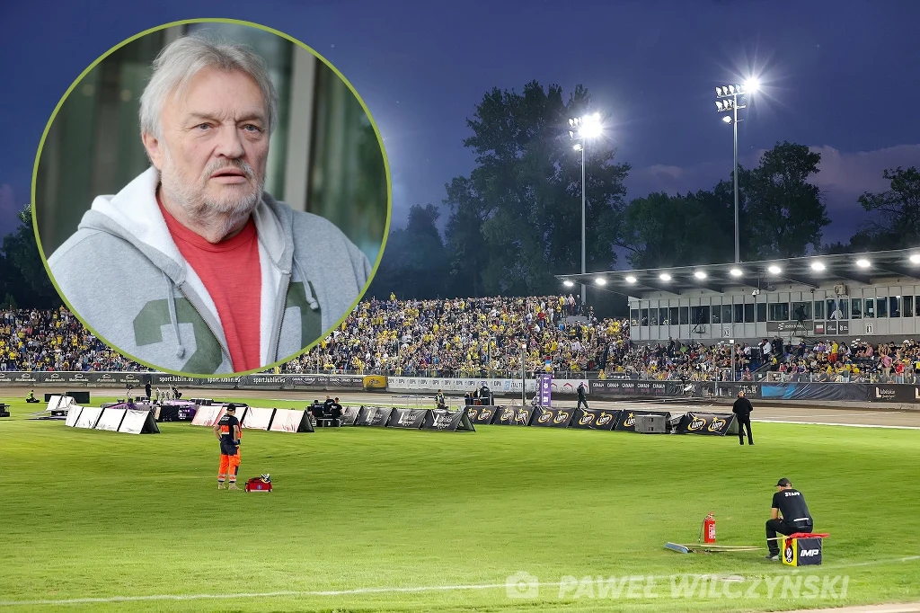 Stadion Motoru Lublin. W rogu Krzysztof Cugowski, który głośno krytykował obecny obiekt Stadion Motoru Lublin. W rogu Krzysztof Cugowski.
