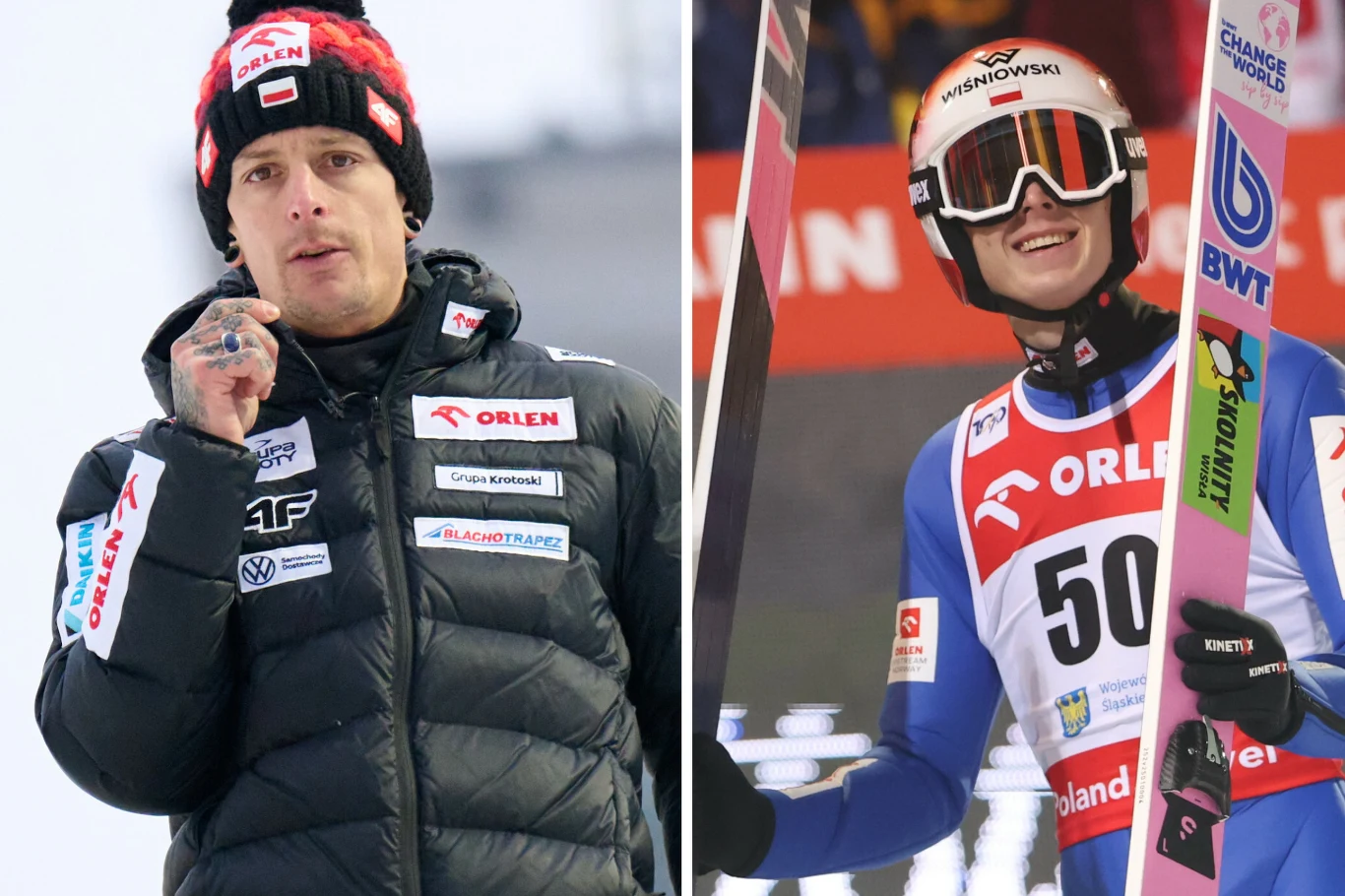 Skoki narciarskie. Na zdjęciu trener Polaków Thomas Thurnbichler oraz nasz skoczek Paweł Wąsek