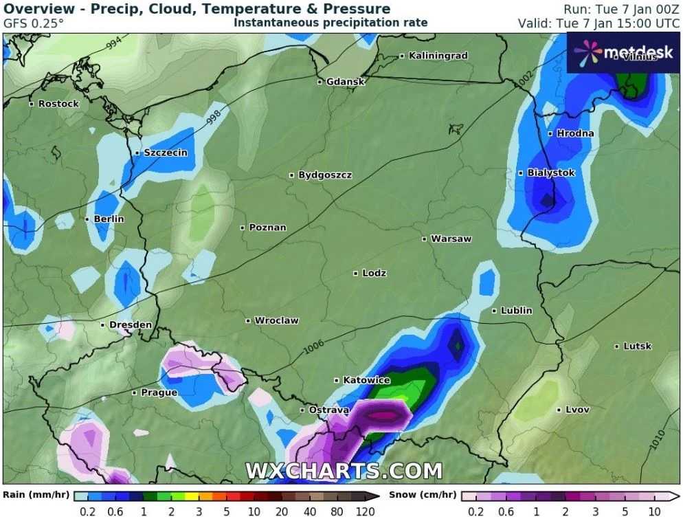 Wtorek będzie deszczowy w wielu miejscach. Z kolei sam śnieg może padać tylko w górach Wtorek będzie deszczowy w wielu miejscach. Z kolei sam śnieg może padać tylko w górach