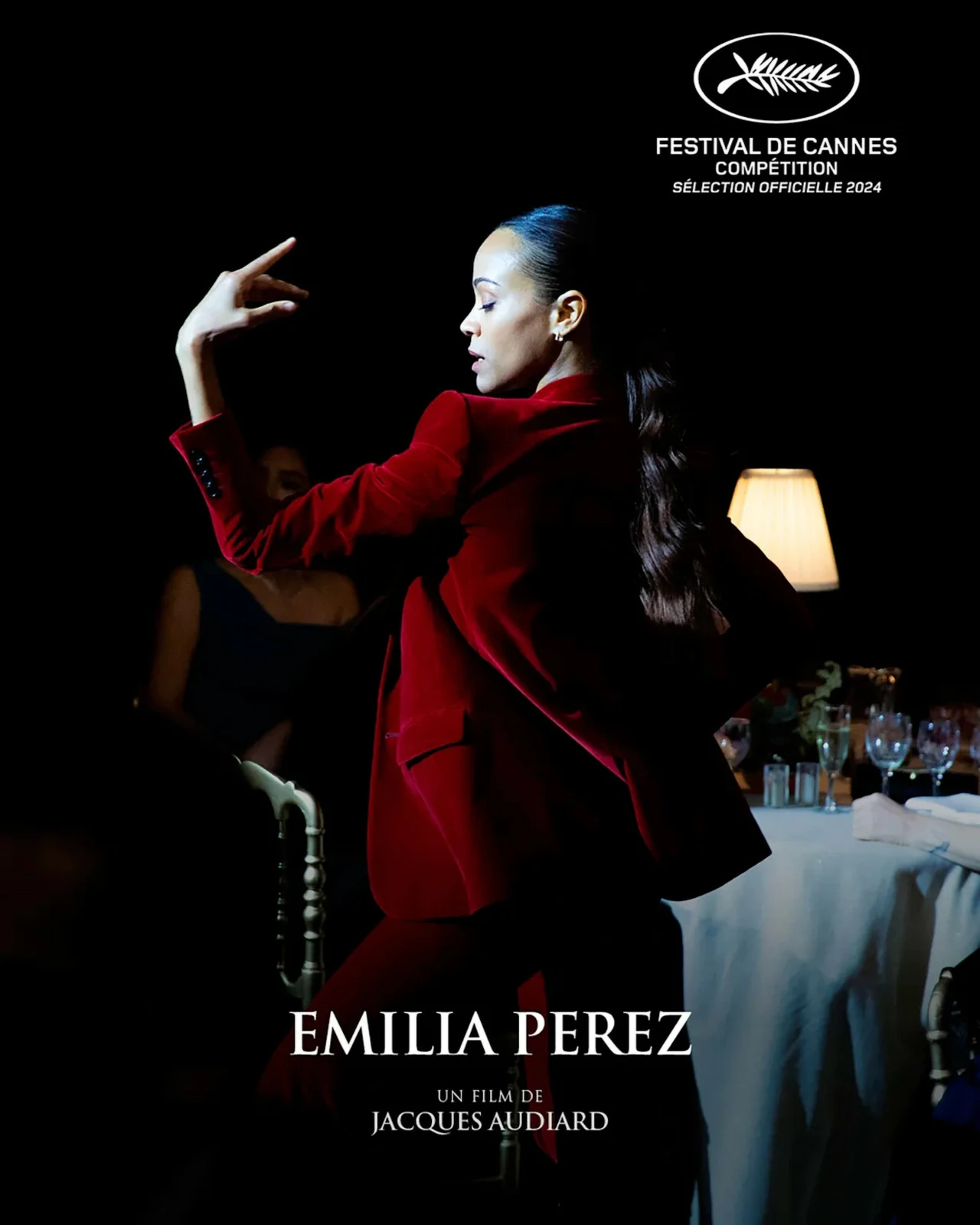 Zoe Saldaña na plakacie promującym film "Emilia Pérez"