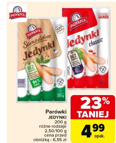 Indykpol Parówki Jedynki z serem 200 g