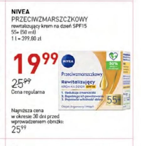 Nivea Przeciwzmarszczkowy + Rewitalizujący krem na dzień SPF 15 55+ 50 ml