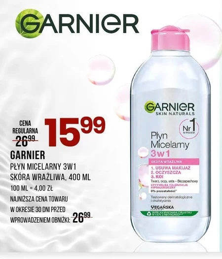 Garnier Skin Naturals Płyn micelarny 3w1 400 ml