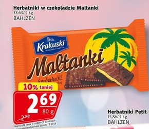 Krakuski Maltanki Herbatniki w polewie kakaowej 80 g niska cena