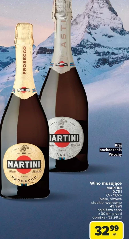 Martini Prosecco D.O.C. Wino białe wytrawne musujące włoskie 750 ml