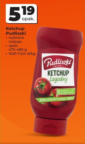 Pudliszki Ketchup łagodny 480 g niska cena