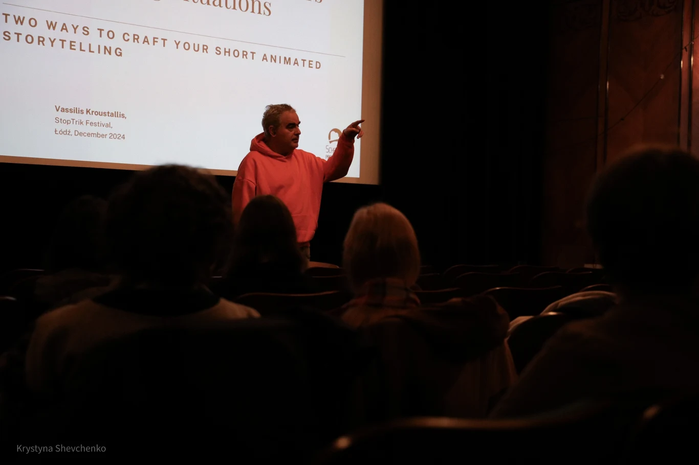 Vassilis Kroustallis w czasie wykładu w ramach 14. Festiwalu StopTrik