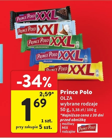 Prince Polo XXL Kruchy wafelek z kremem smak orzechowy 50 g