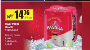 Warka Classic Piwo jasne 4 x 500 ml niska cena