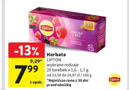 Lipton Herbatka owocowa malina i bez 32 g (20 torebek)