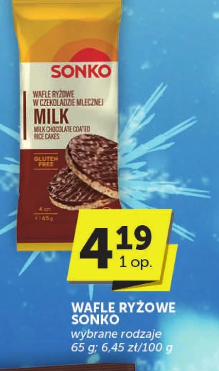 Sonko Wafle ryżowe w czekoladzie 65 g (4 sztuki)