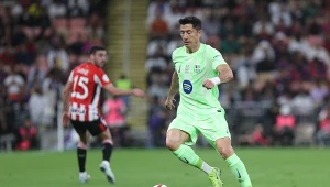 Robert Lewandowski w meczu z Athletic Bilbao