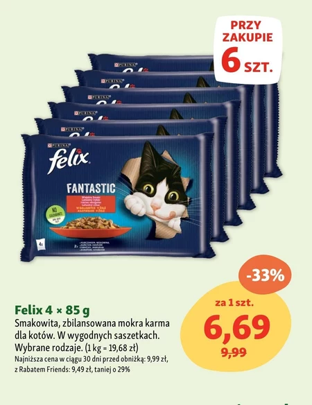 Felix Fantastic Karma dla kotów rybne smaki w galaretce 340 g (4 x 85 g)