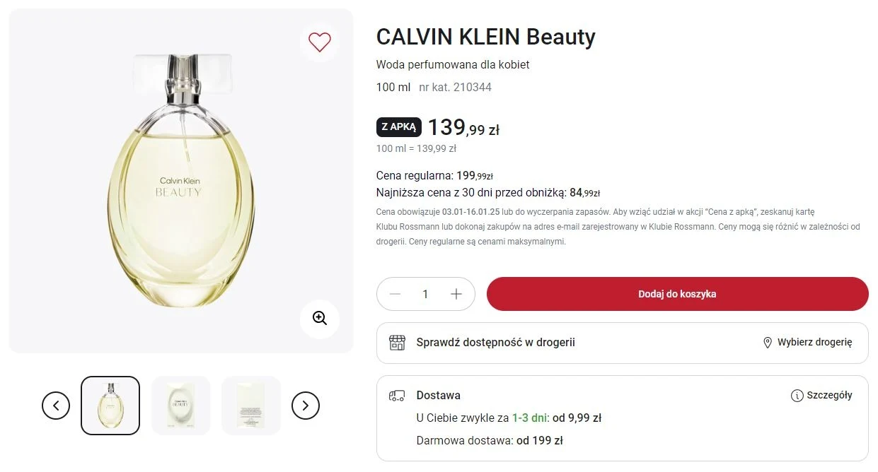 Promocja na perfumy Calvin Klein w Rossmannie!