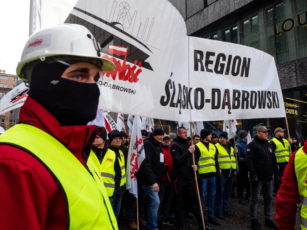 Protest górników odbył się w centrum Warszawy