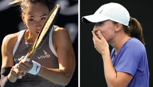 Tenis. Na zdjęciu mistrzyni olimpijska z Paryża Qinwen Zheng oraz wiceliderka rankingu WTA - Iga Świątek