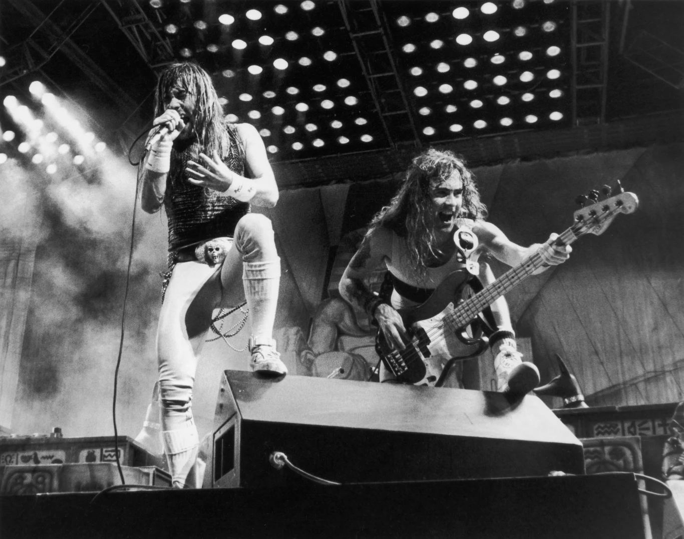 Bruce Dickinson i Steve Harris (Iron Maiden) podczas Rock in Rio w 1985 r.