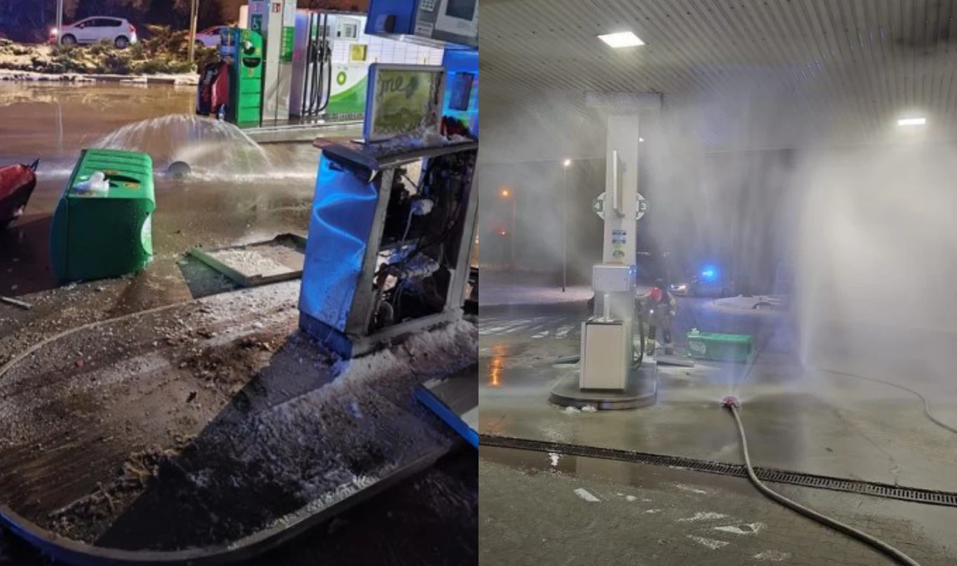 Auto uderzyło w dystrybutor gazu LPG Auto uderzyło w dystrybutor gazu LPG