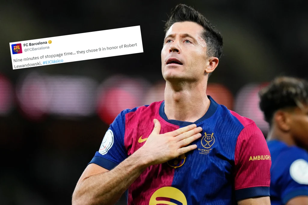 Robert Lewandowski w meczu FC Barcelona - Real Madryt