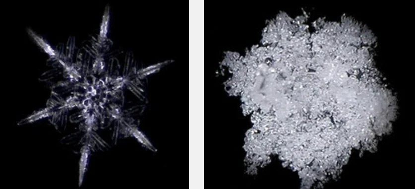 Śnieg suchy po lewej i mokry po prawej Śnieg suchy po lewej i mokry po prawej