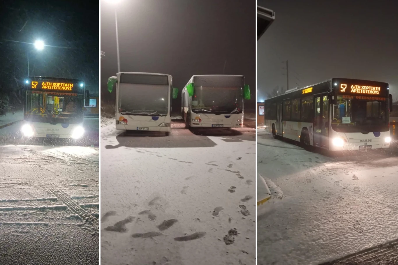 Wiele miejsc Grecji nawiedziły intensywne śnieżyce. Nieopodal miejscowości Nausa utknęło pięć autobusów. Strażacy ewakuowali z nich prawie 100 osób Wiele miejsc Grecji nawiedziły intensywne śnieżyce. Nieopodal miejscowości Nausa utknęło pięć autobusów. Strażacy ewakuowali z nich prawie 100 osób