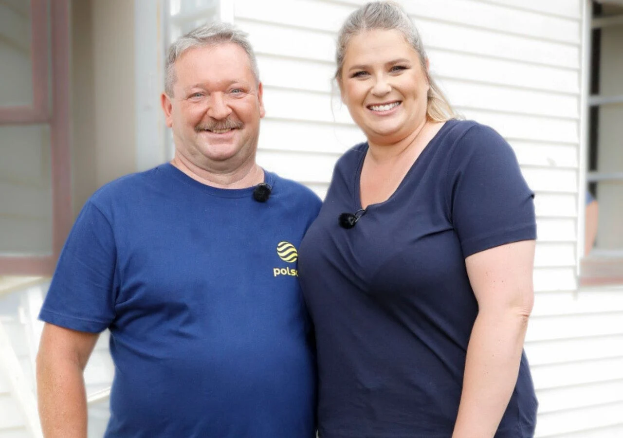 Wiesław Nowobilski i Elżbieta Romanowska na planie "Nasz nowy dom" Wiesław Nowobilski i Elżbieta Romanowska na planie "Nasz nowy dom"