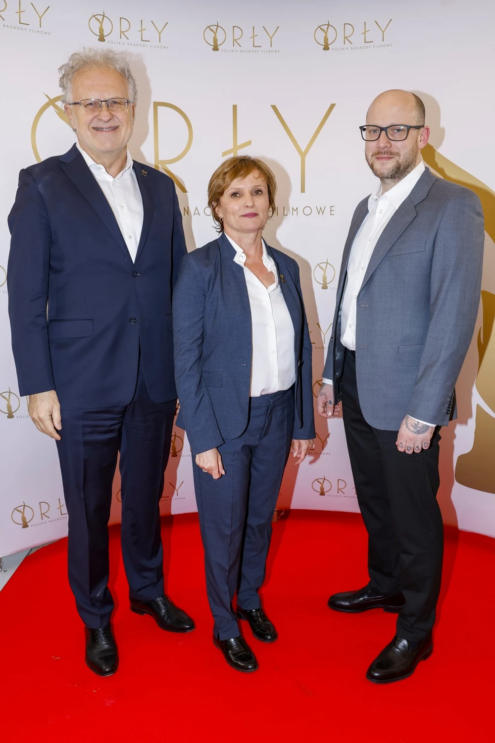 Orły 2025: Dariusz Jabłoński, prezydent Polskiej Akademii Filmowej, Izabela Wójcik, dyrektorka Polskich Nagród Filmowych i Tomasz Kolankiewicz, dyrektor Filmoteki Narodowej – Instytutu Audiowizualnego