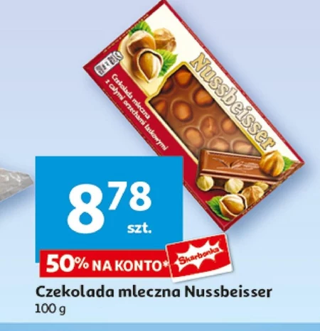 Nussbeisser Czekolada mleczna z całymi orzechami laskowymi 100 g