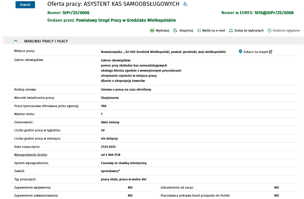 Praca przy kasach samoobsługowych nie jest wymagająca
