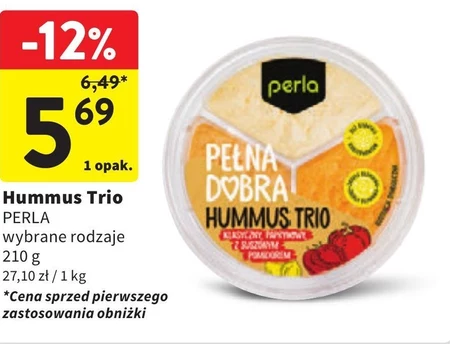 Perla Hummus trio klasyczny paprykowy z suszonym pomidorem 210 g