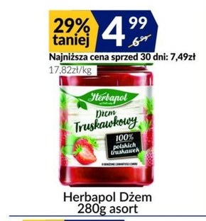 Herbapol Dżem truskawkowy o obniżonej zawartości cukru 280 g niska cena