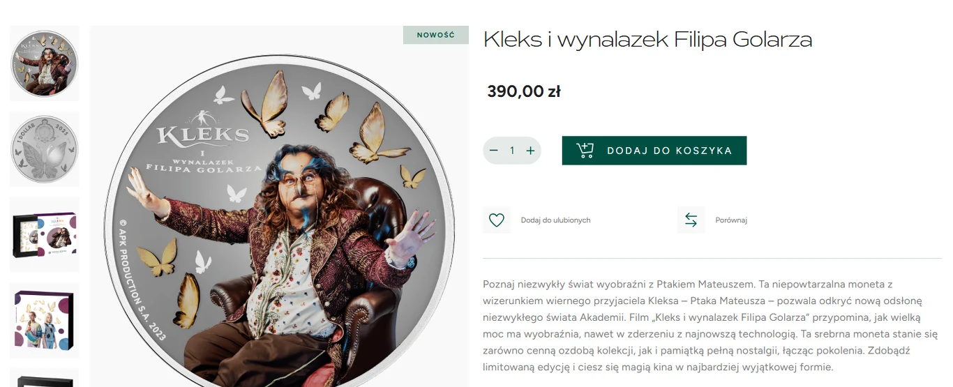 Mennica Polska oferuje możliwość zakupu nowej monety związanej z premierą filmu z serii Pan Kleks