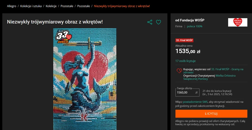 Aukcje dla WOŚP wystawiają również osoby prywatne Aukcje dla WOŚP wystawiają również osoby prywatne