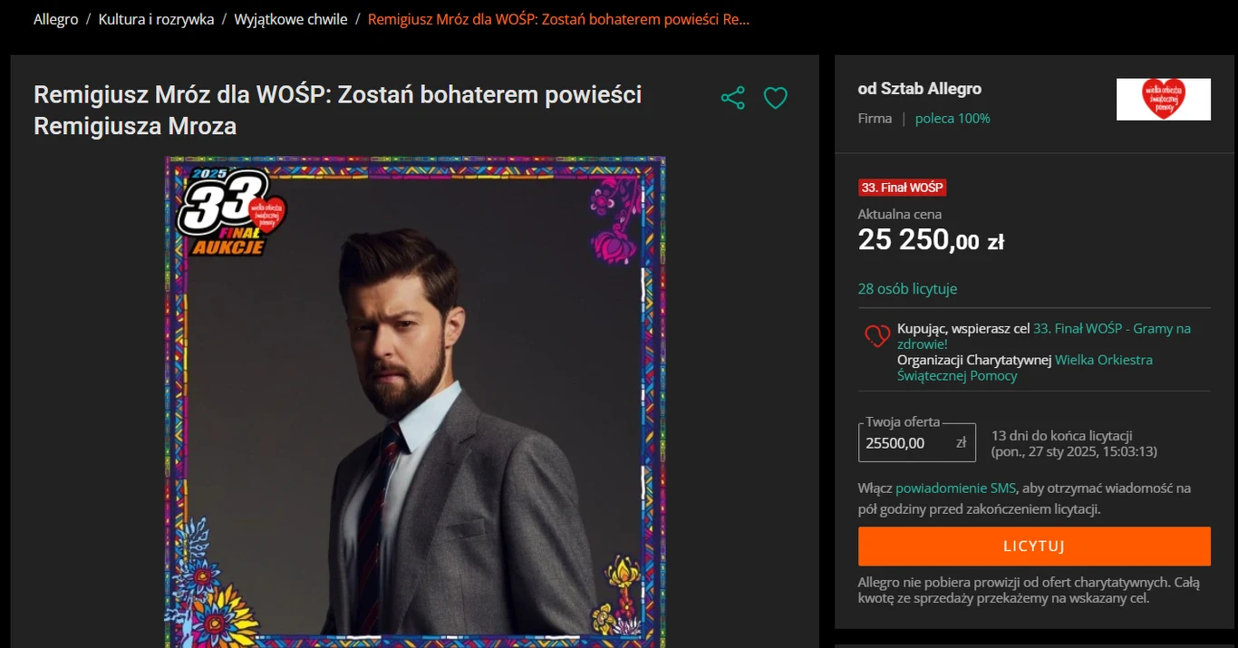 Remigiusz Mróz zaprasza do licytacji możliwości stworzenia nowej postaci w książce