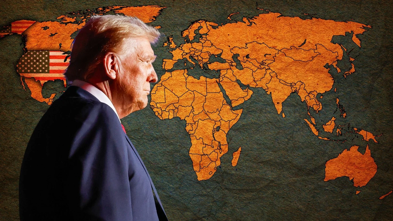 Donald Trump ogląda mapę Donald Trump ogląda mapę