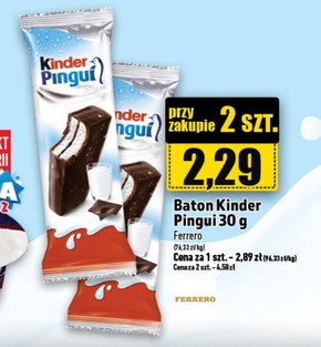 Kinder Pingui Biszkopt z czekoladą i mlecznym i kakaowym nadzieniem 30 g niska cena