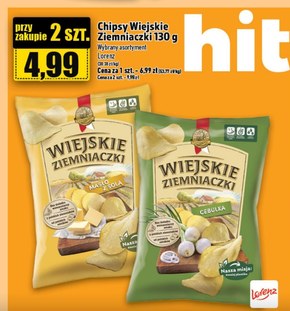 Wiejskie Ziemniaczki Chipsy ziemniaczane cebulka 130 g niska cena